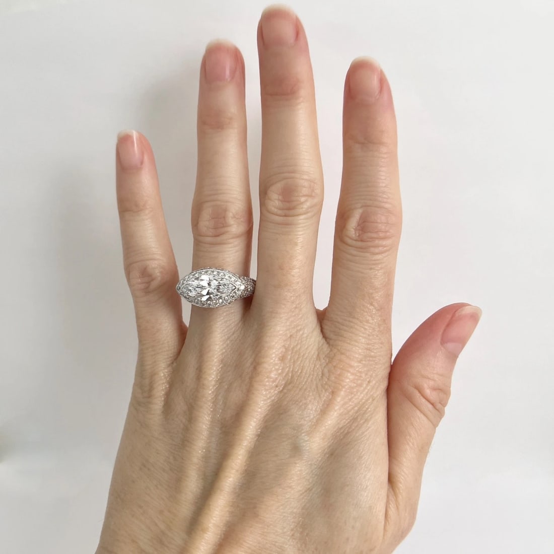 Marquise Lab-Created Diamond Halo Engagement Ring 14K White Gold, 4.12 CTW - 2
