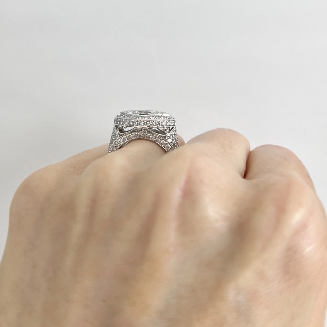 Marquise Lab-Created Diamond Halo Engagement Ring 14K White Gold, 4.12 CTW - 4
