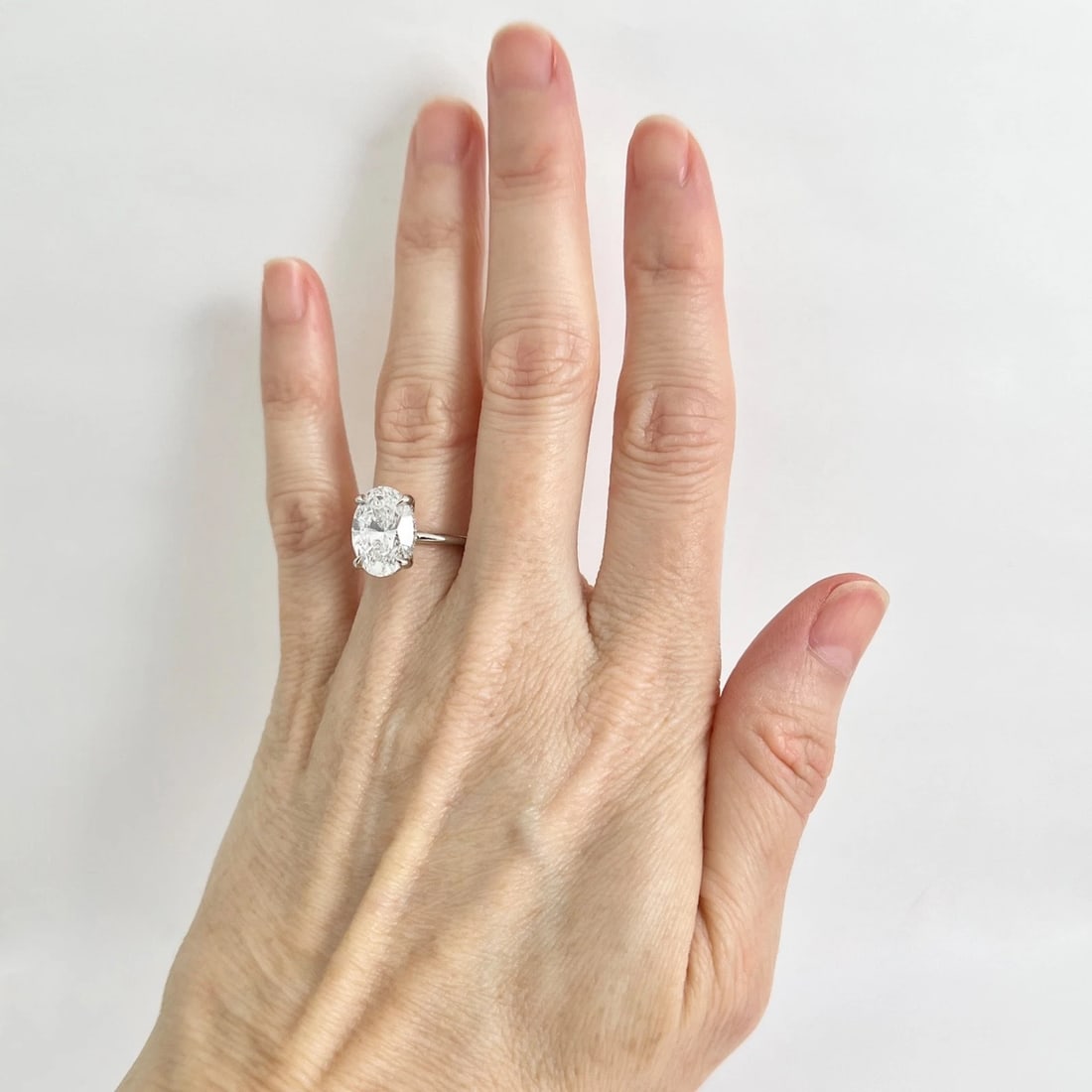 Oval Lab-Created Diamond Solitaire Engagement Ring 14K White Gold, 3.86 CTW - 2