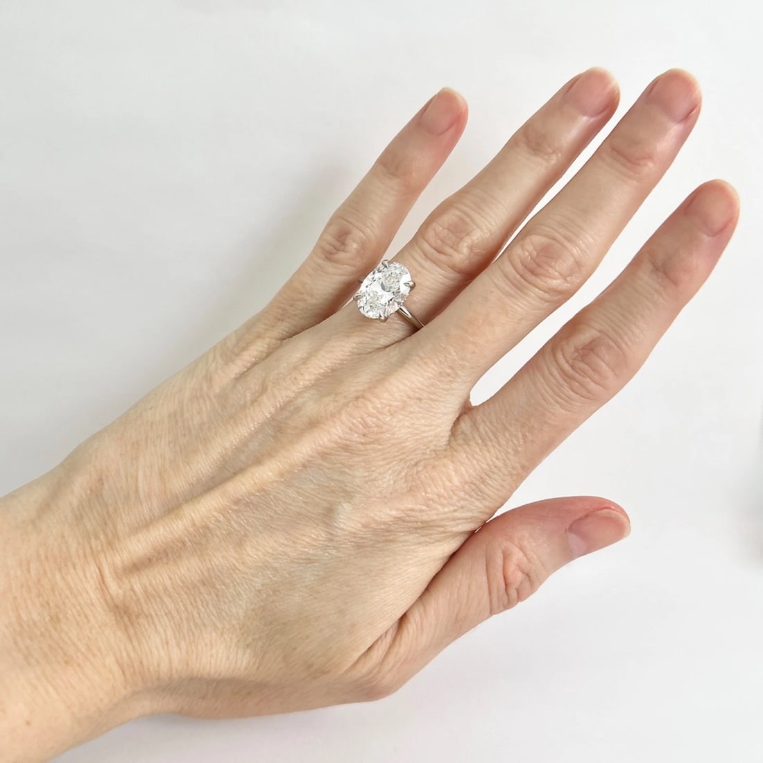 Oval Lab-Created Diamond Solitaire Engagement Ring 14K White Gold, 3.86 CTW - 3