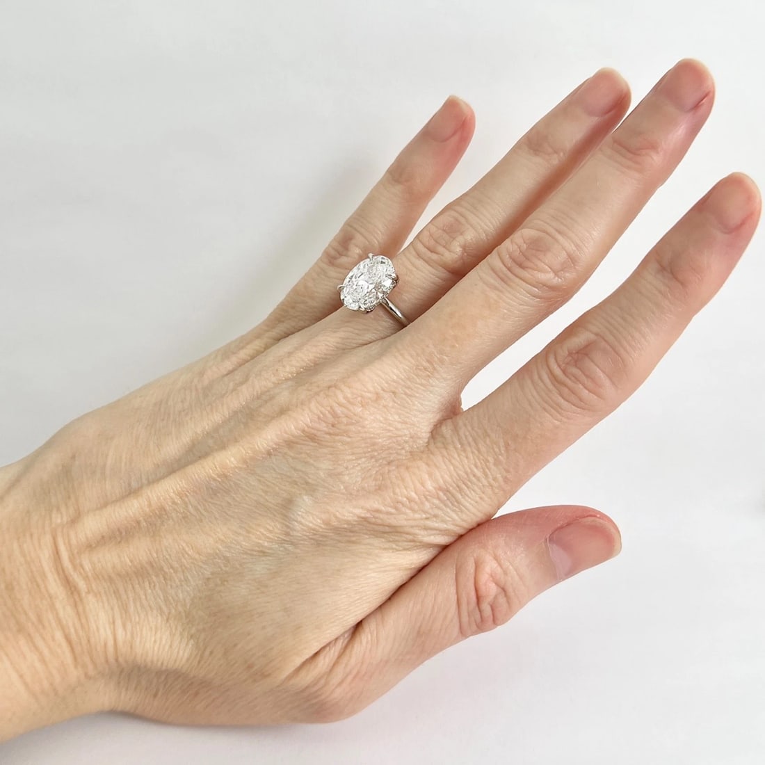 Oval Lab-Created Diamond Solitaire Engagement Ring 14K White Gold, 3.86 CTW - 4