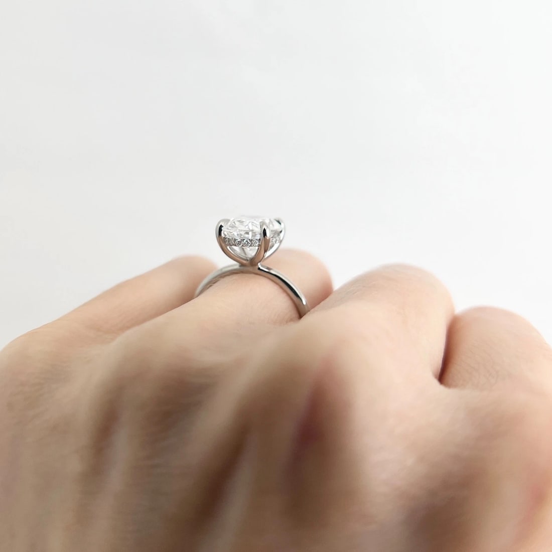 Oval Lab-Created Diamond Solitaire Engagement Ring 14K White Gold, 3.86 CTW - 5