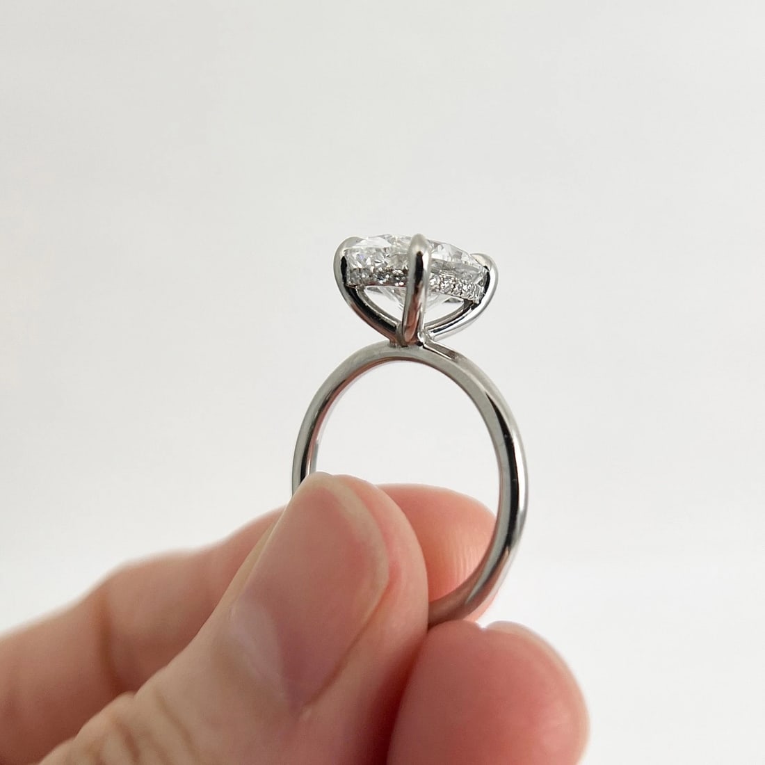 Oval Lab-Created Diamond Solitaire Engagement Ring 14K White Gold, 3.86 CTW - 6