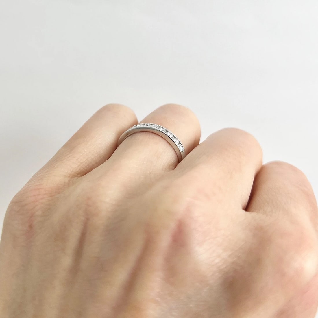 Round Diamond Channel-Set Wedding Band Ring 18K White Gold, Size 6, .35 CTW - 4
