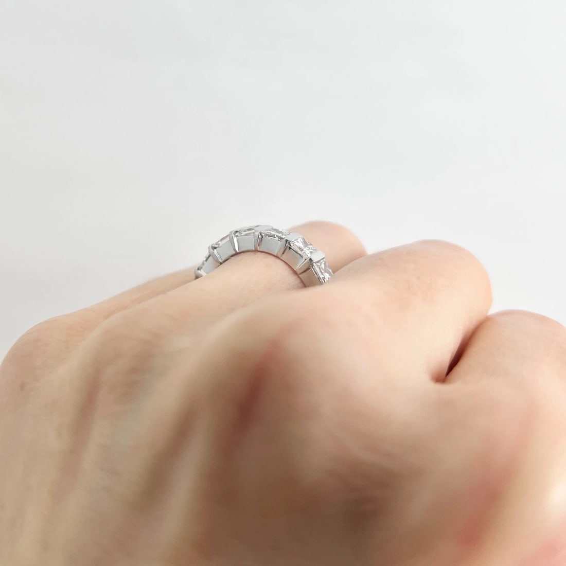 Princess Cut Diamond Gemlock-Set Eternity Ring Platinum, Size 6.25, 6.08 CTW - 5