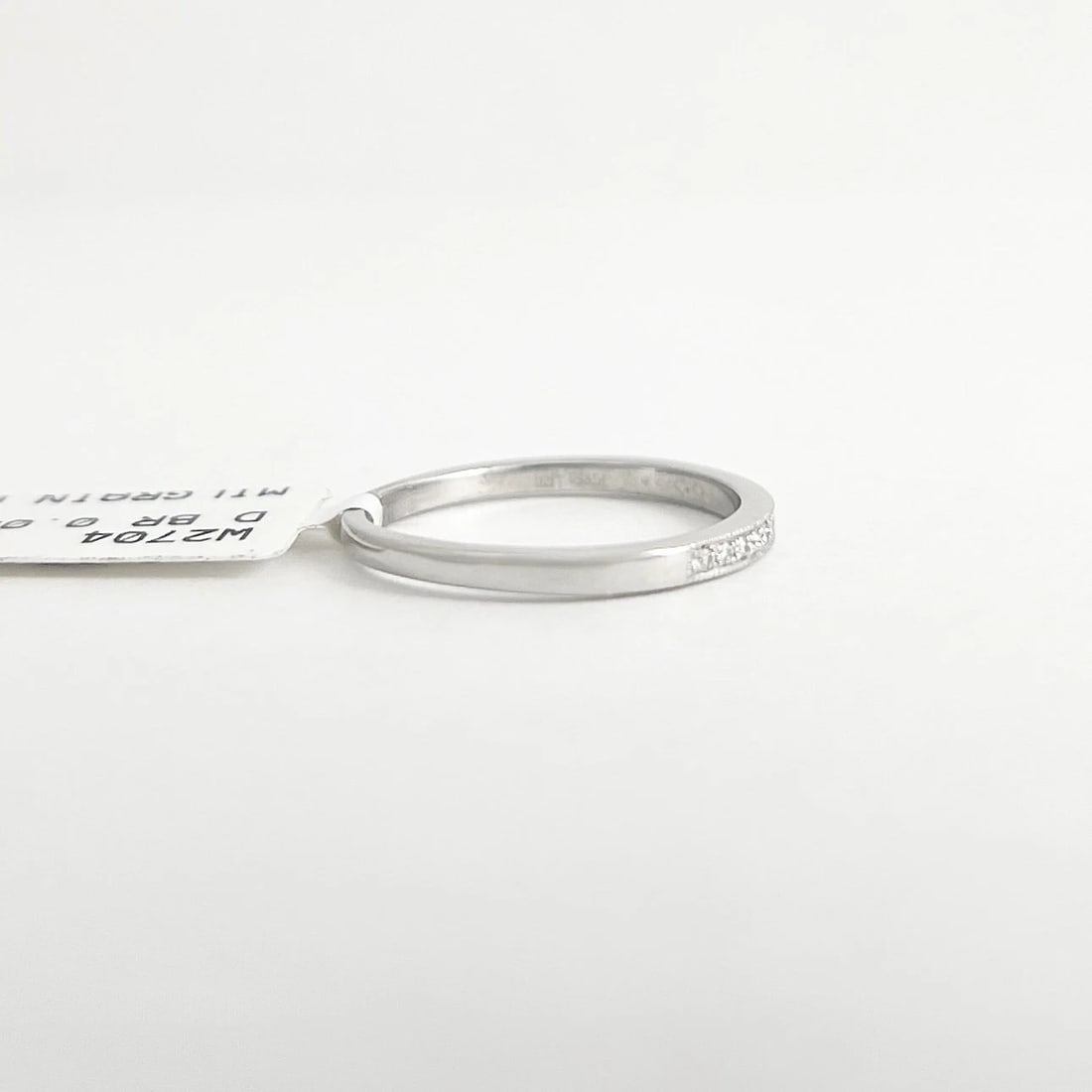 Thin Milgrain Edge Diamond Wedding Band Ring Platinum, Size 5, .05 CTW - 5