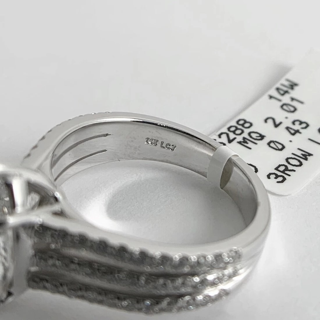 GIA Marquise Diamond Three Row Engagement Ring 14K White Gold, 2.44 CTW - 10