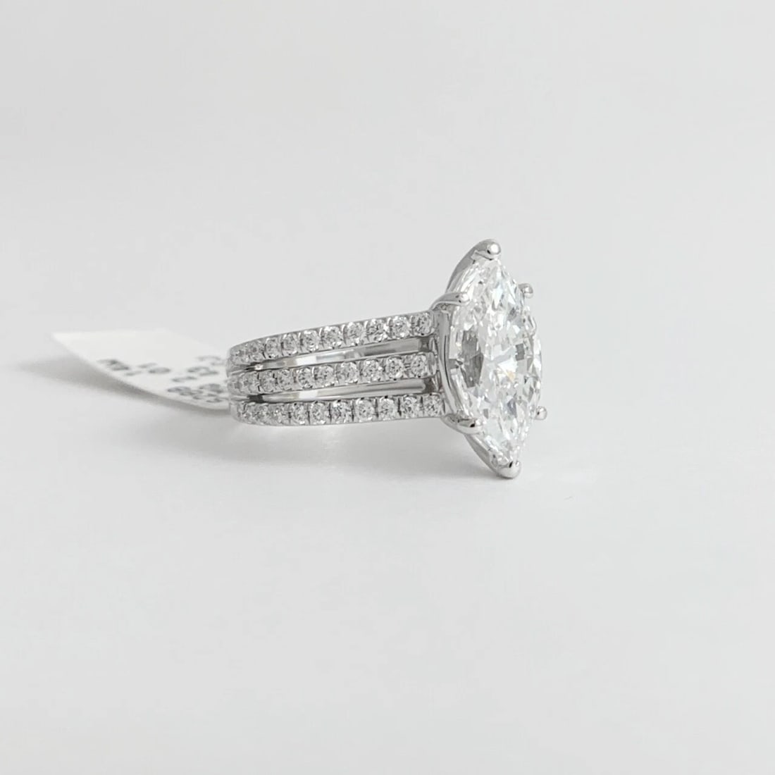GIA Marquise Diamond Three Row Engagement Ring 14K White Gold, 2.44 CTW - 7