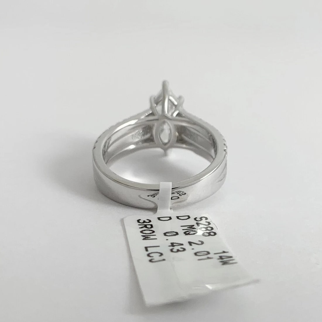 GIA Marquise Diamond Three Row Engagement Ring 14K White Gold, 2.44 CTW - 9