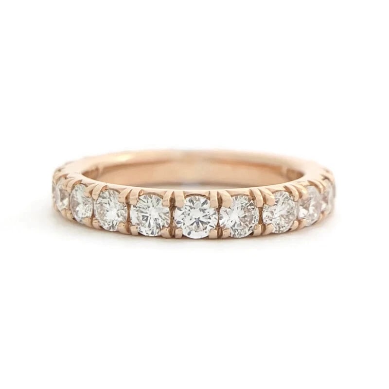 Round Diamond Eternity Ring Wedding Band 14K Pink Rose Gold, Size 6, 1.75 CTW (1 of 8)