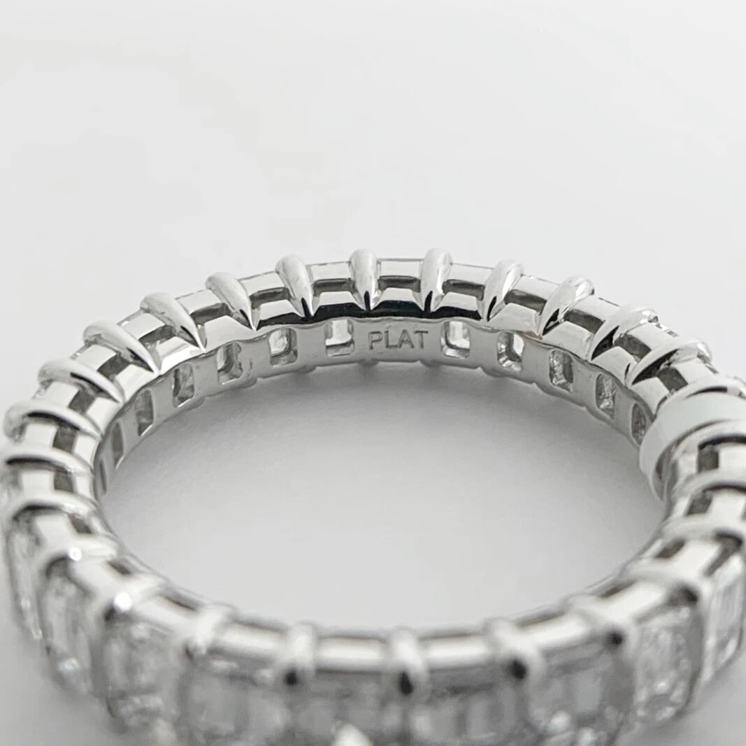 Emerald Cut Diamond Eternity Wedding Band Ring Platinum, Size 7.25, 4.57 CTW - 8