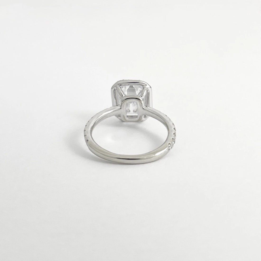 Emerald Cut CZ Diamond Halo Engagement Ring 14K White Gold, 2.78 Grams - 7