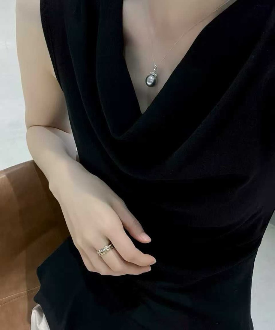 Platinum Gray Pearl Pendant - 6