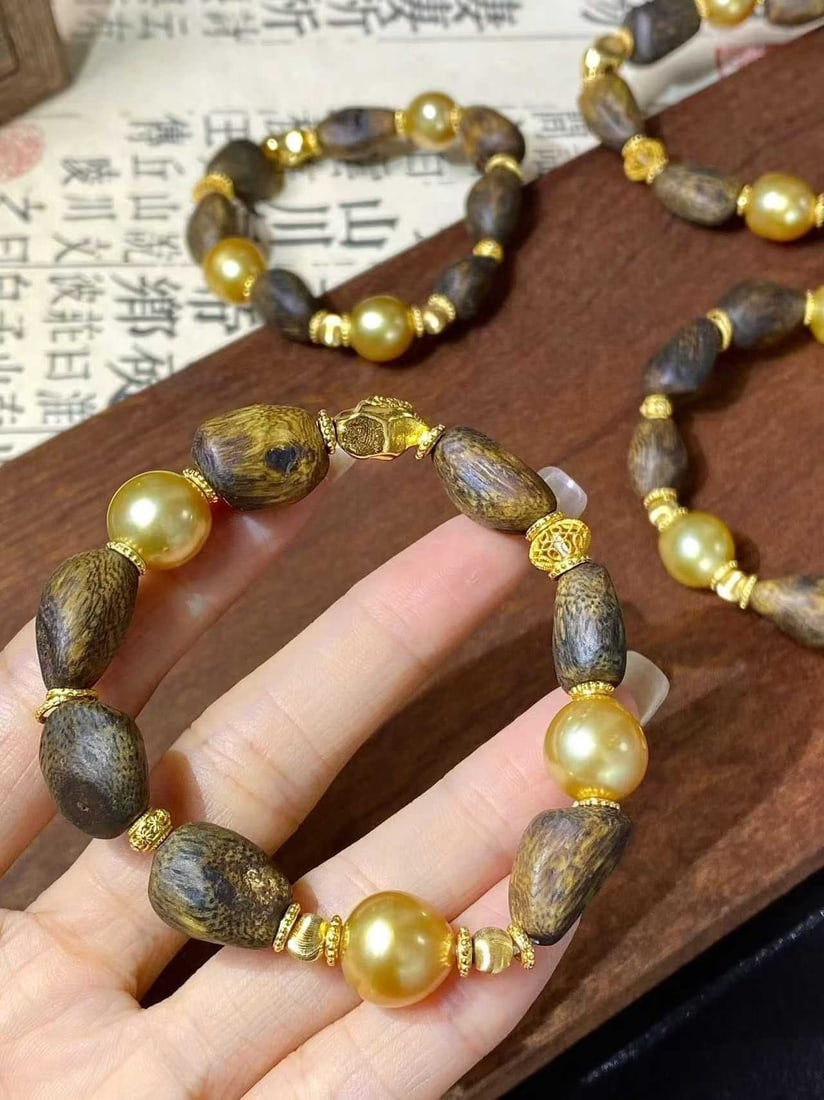 925 Sterling South Sea Golden Pearl Bracelet - 4