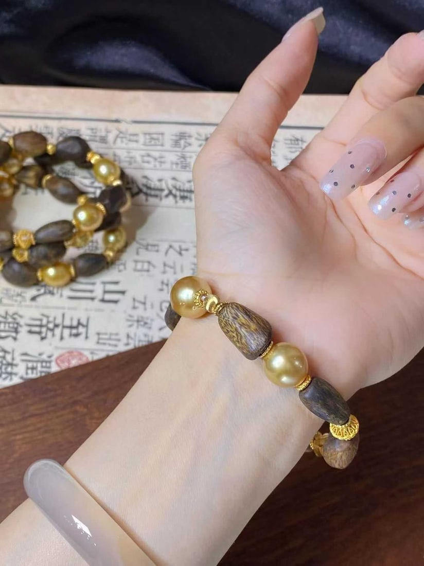 925 Sterling South Sea Golden Pearl Bracelet - 5