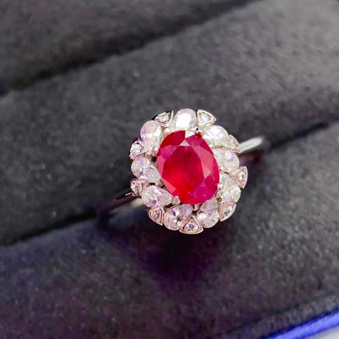 925 Silver Natural Pigeon's Blood Ruby Ring - 2