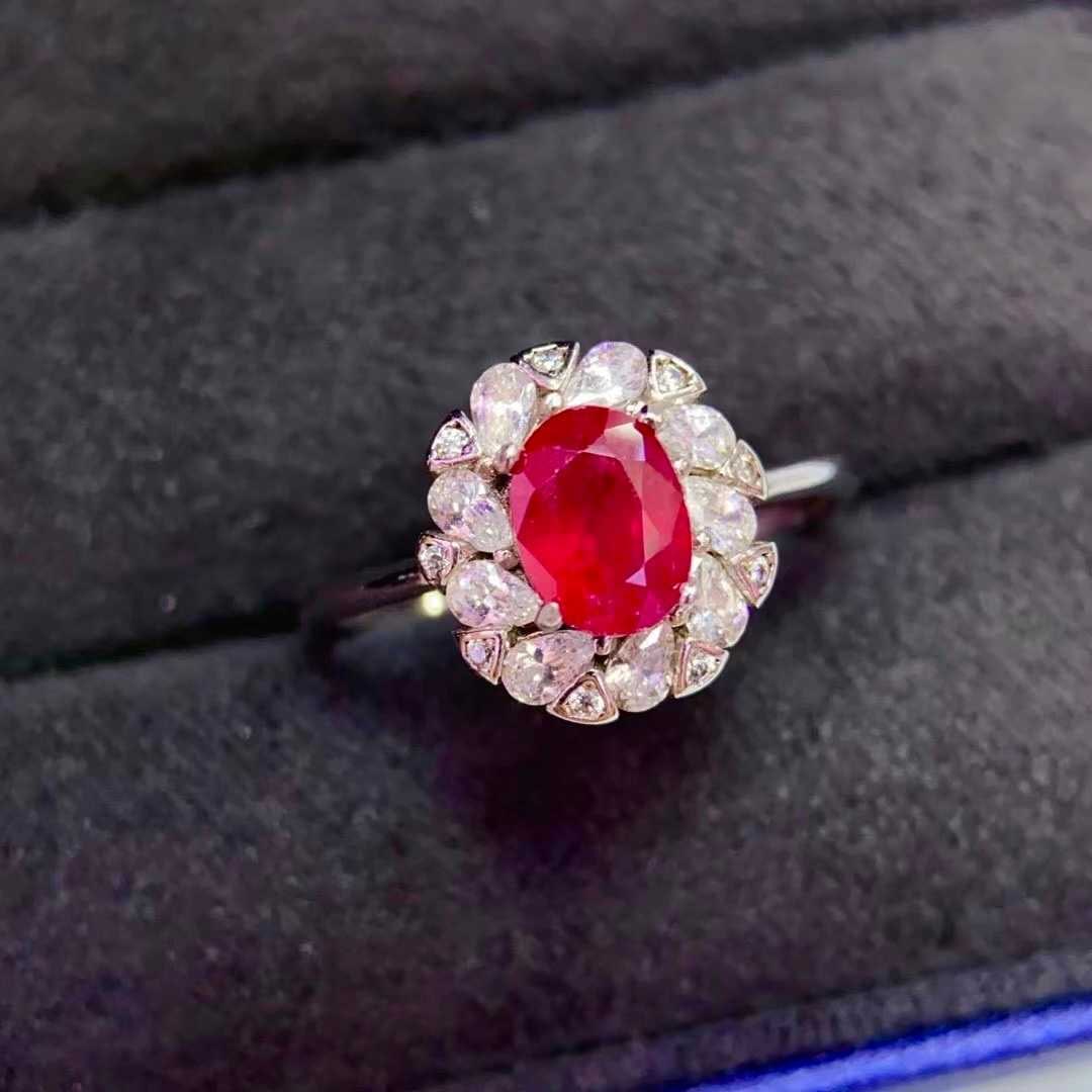 925 Silver Natural Pigeon's Blood Ruby Ring - 3