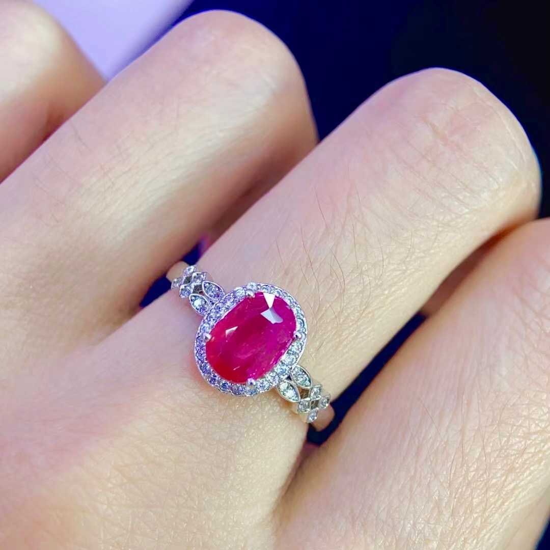 925 Silver Pigeon's Blood Ruby Ring - 4