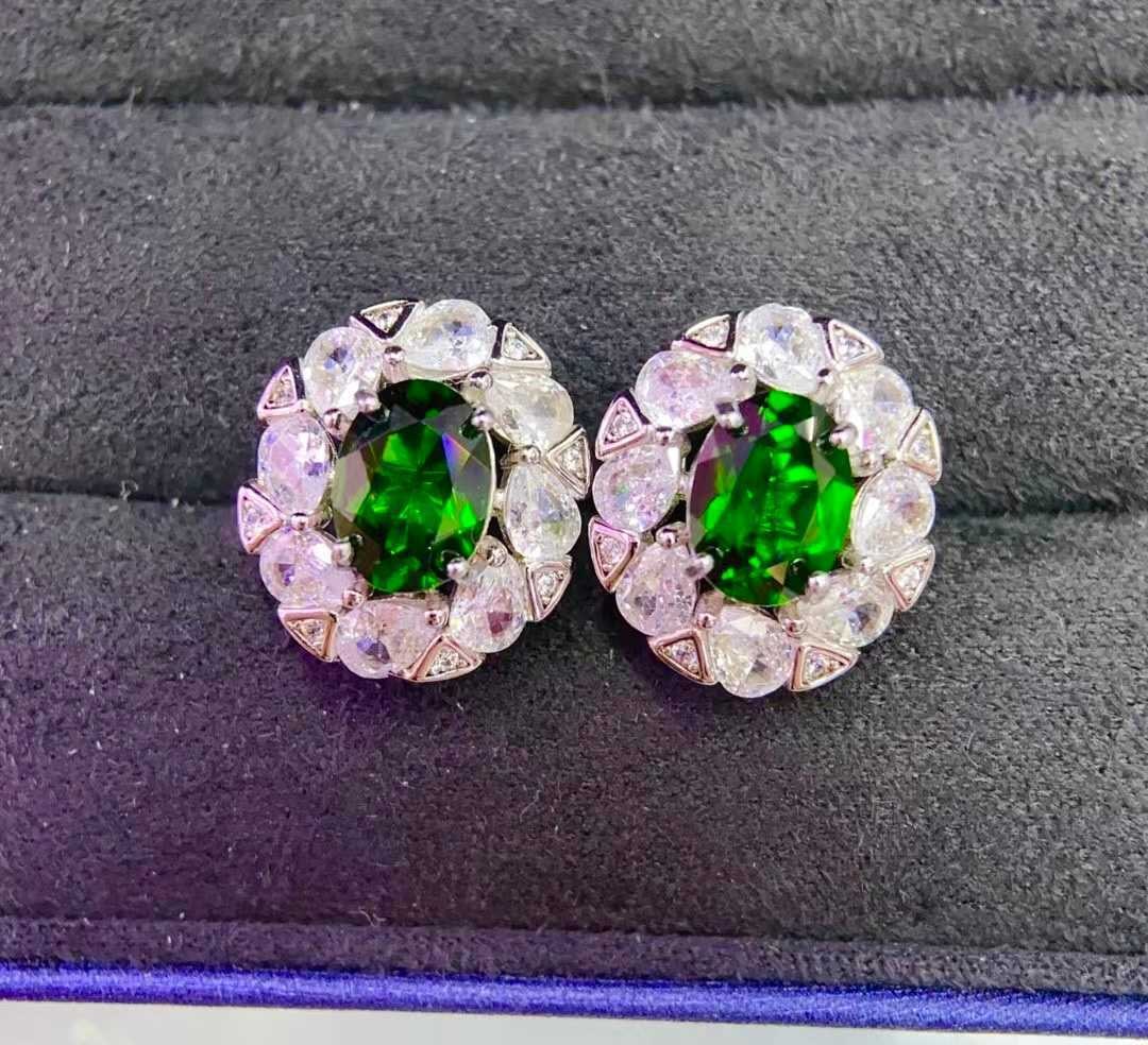 925 Silver Diopside Earrings - 2