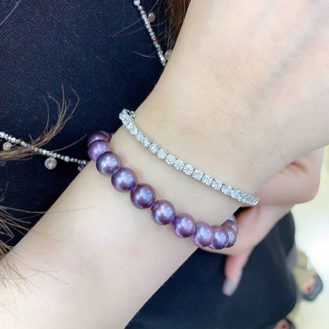 Purple Edison Pearl Bracelet - 6