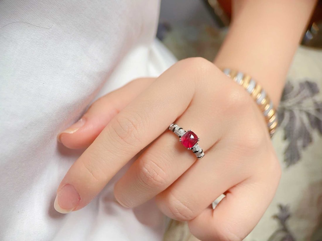 18K Gold Natural No-Heat Ruby Ring - 2