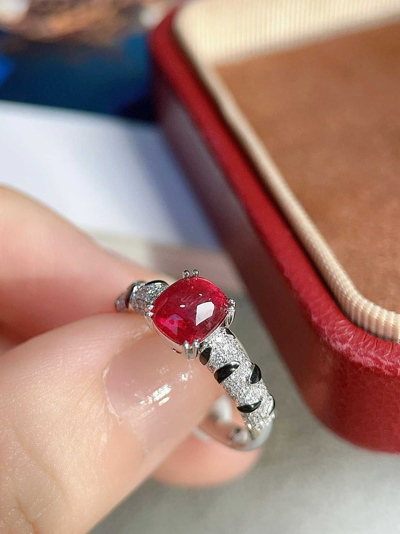 18K Gold Natural No-Heat Ruby Ring - 4