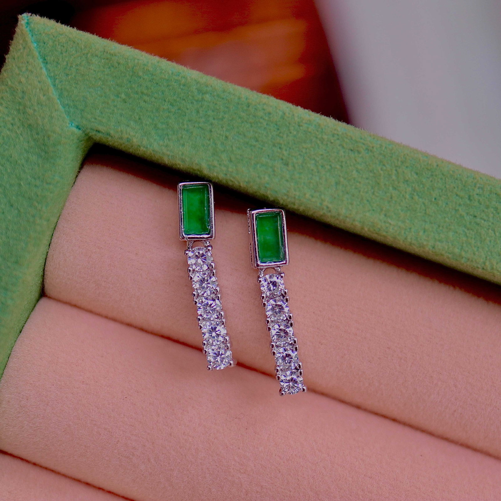 Natural Jadeite Earrings - 4