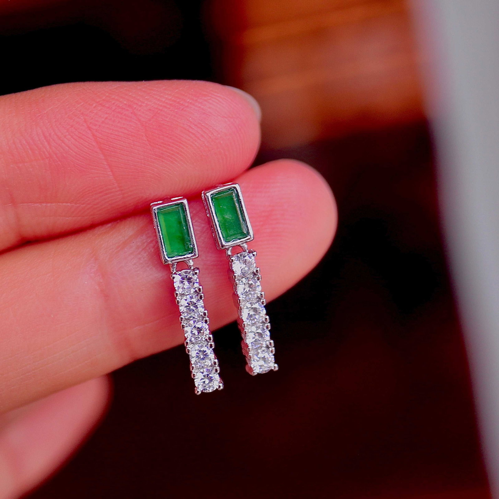Natural Jadeite Earrings - 5