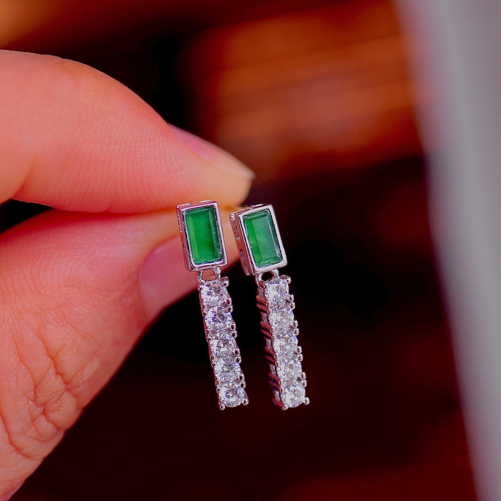 Natural Jadeite Earrings - 7