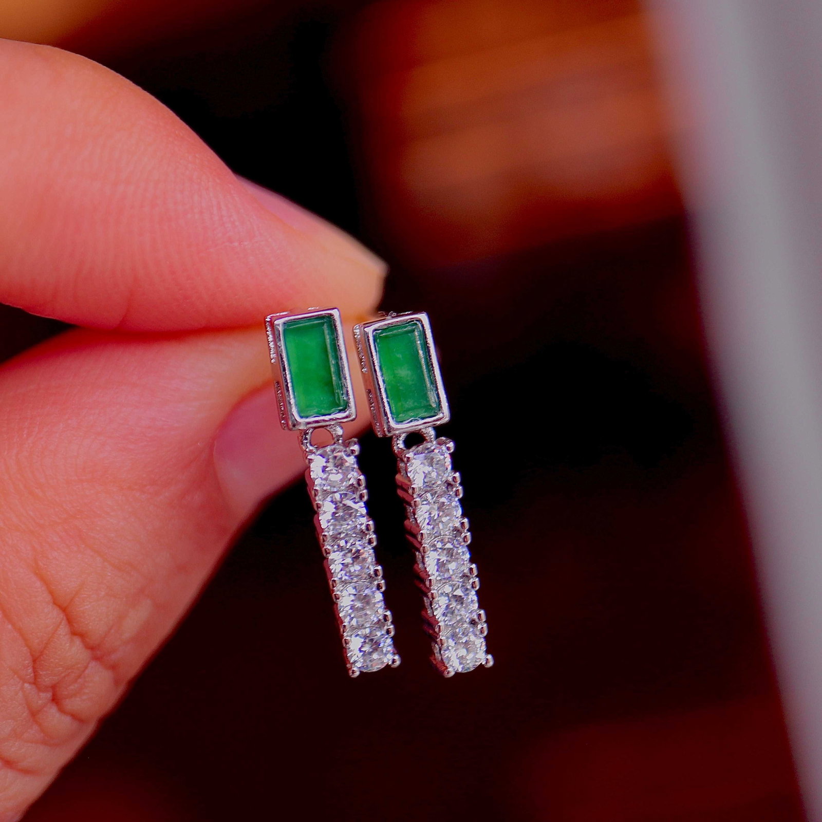 Natural Jadeite Earrings - 8