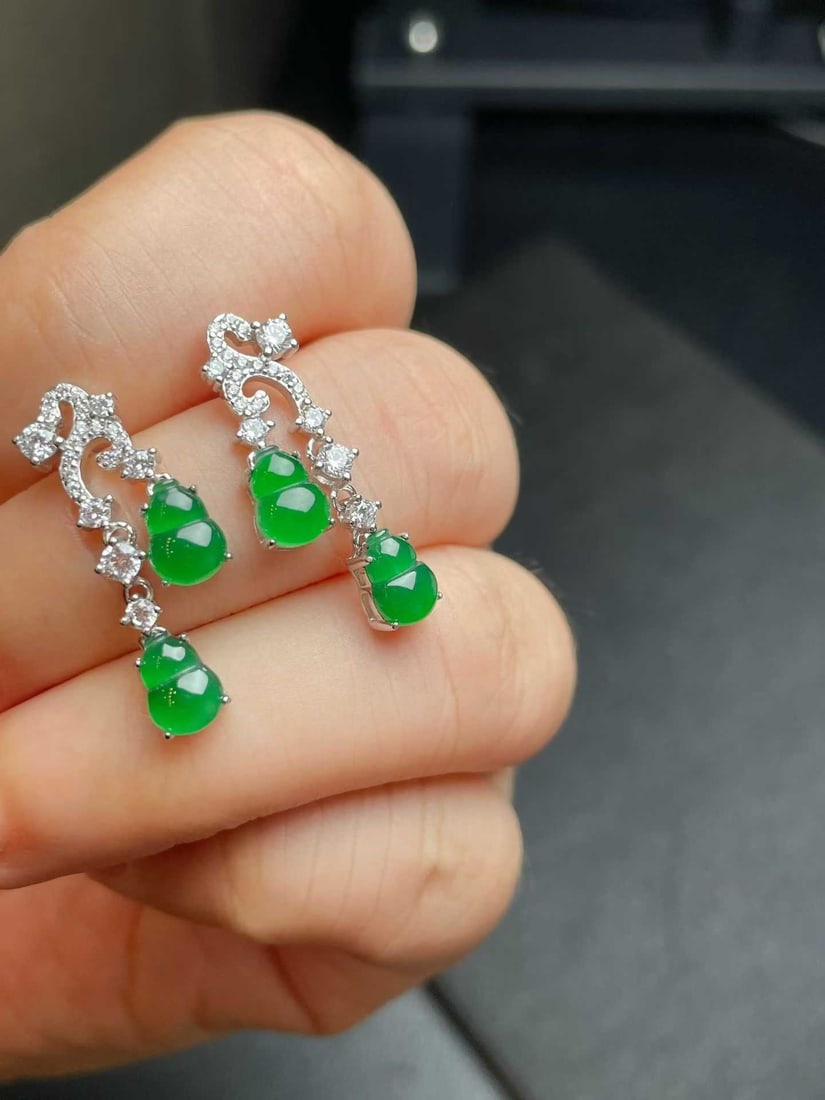 Silver Jadeite Earrings - 2