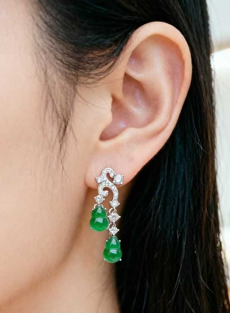 Silver Jadeite Earrings - 3