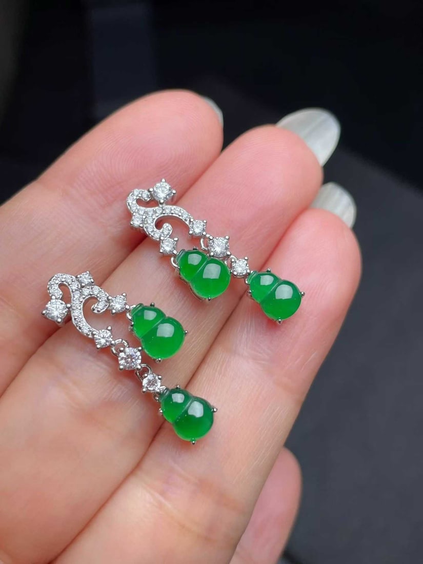Silver Jadeite Earrings - 4