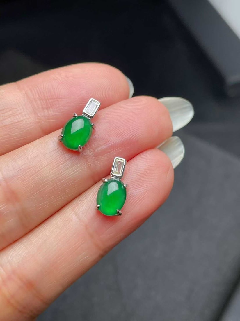 Silver Jadeite Earrings - 3