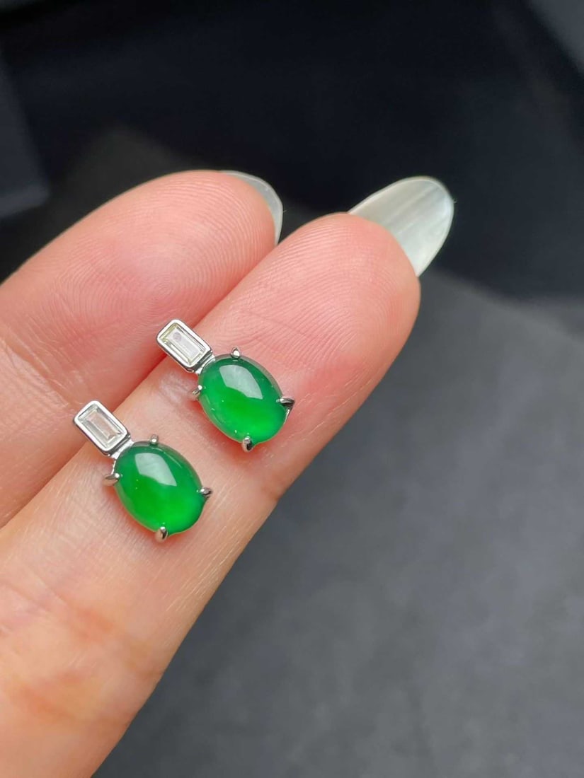 Silver Jadeite Earrings - 5