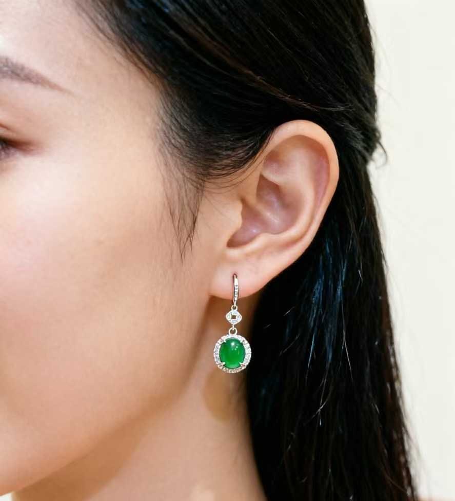 Silver Jadeite Earrings - 2