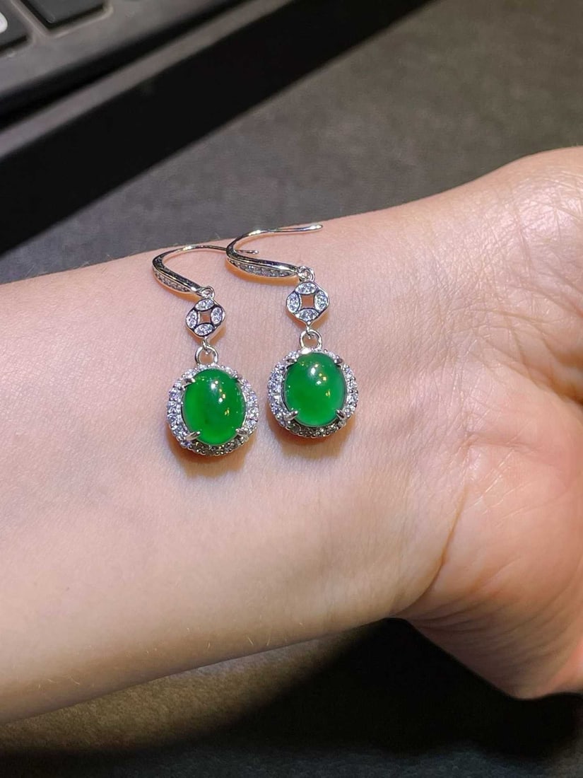 Silver Jadeite Earrings - 3