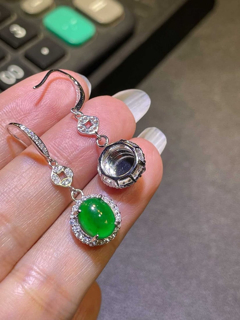 Silver Jadeite Earrings - 4