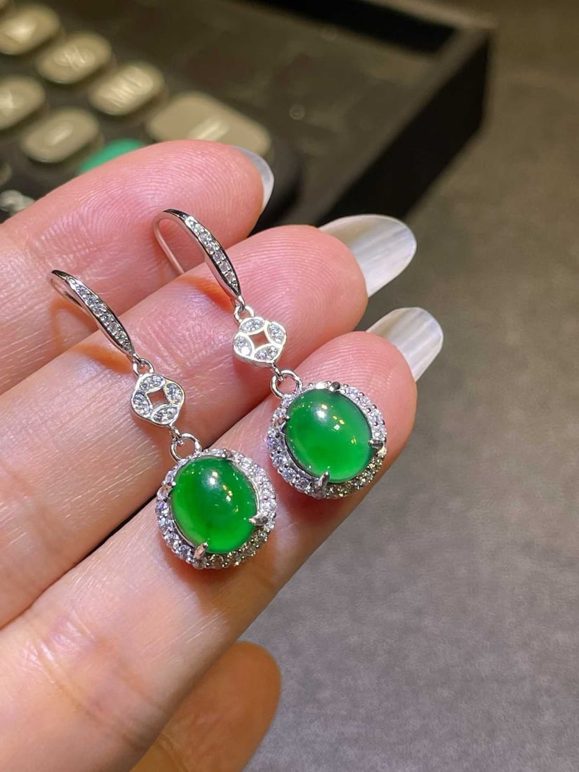Silver Jadeite Earrings - 5