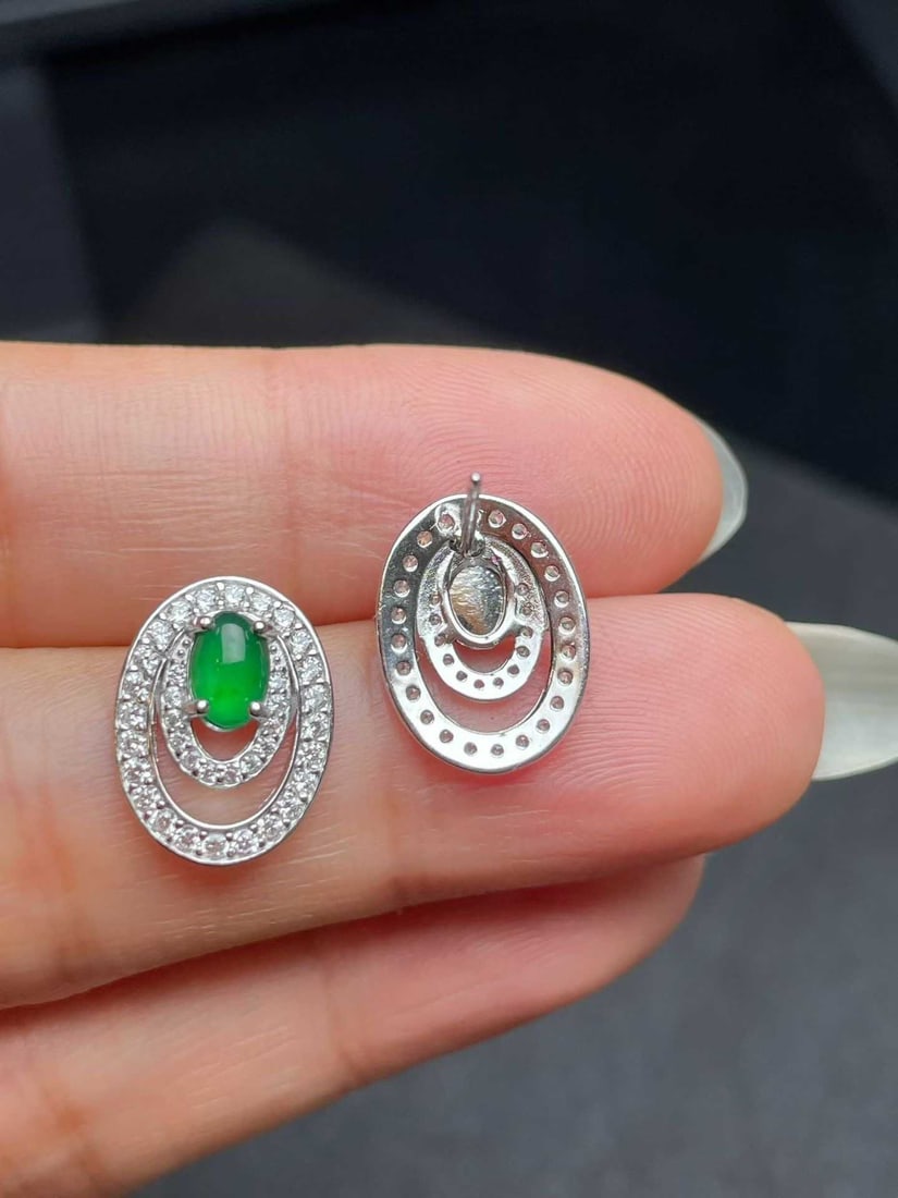 Silver Jadeite Earrings - 3