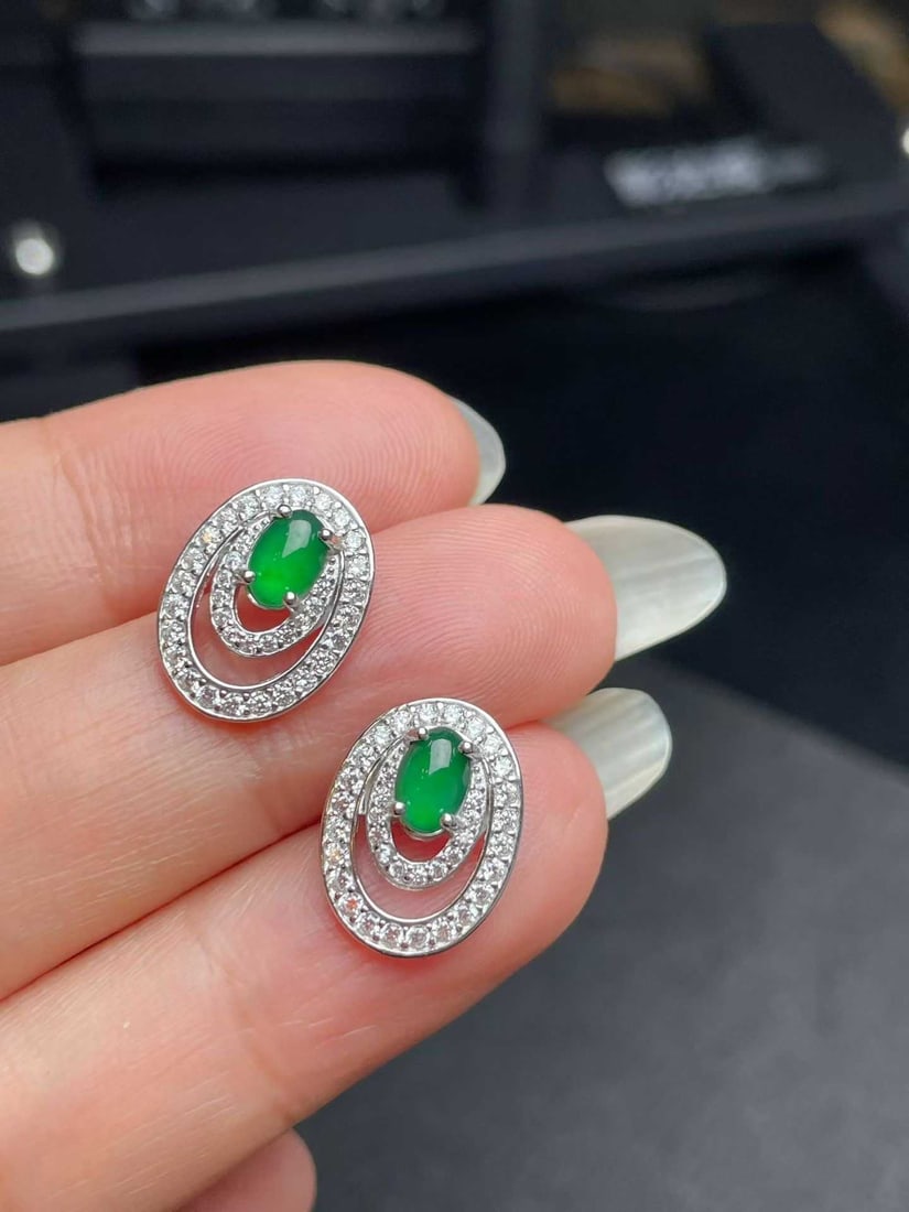 Silver Jadeite Earrings - 4