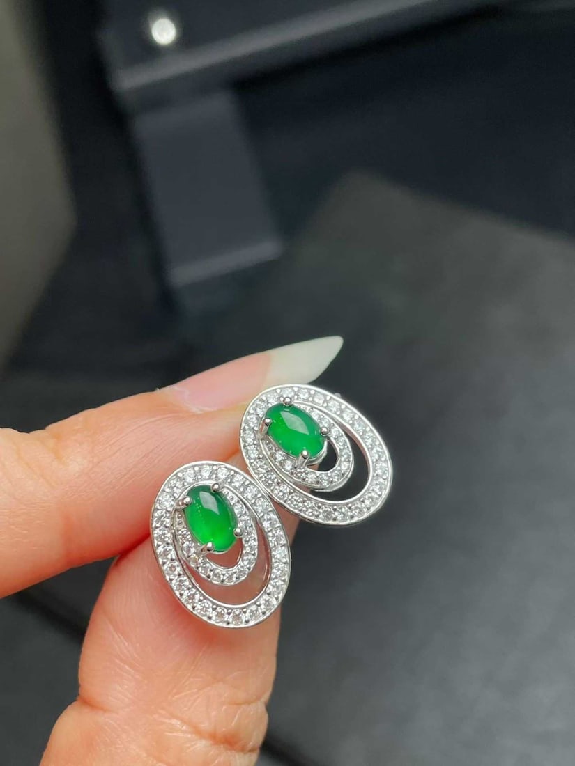 Silver Jadeite Earrings - 5