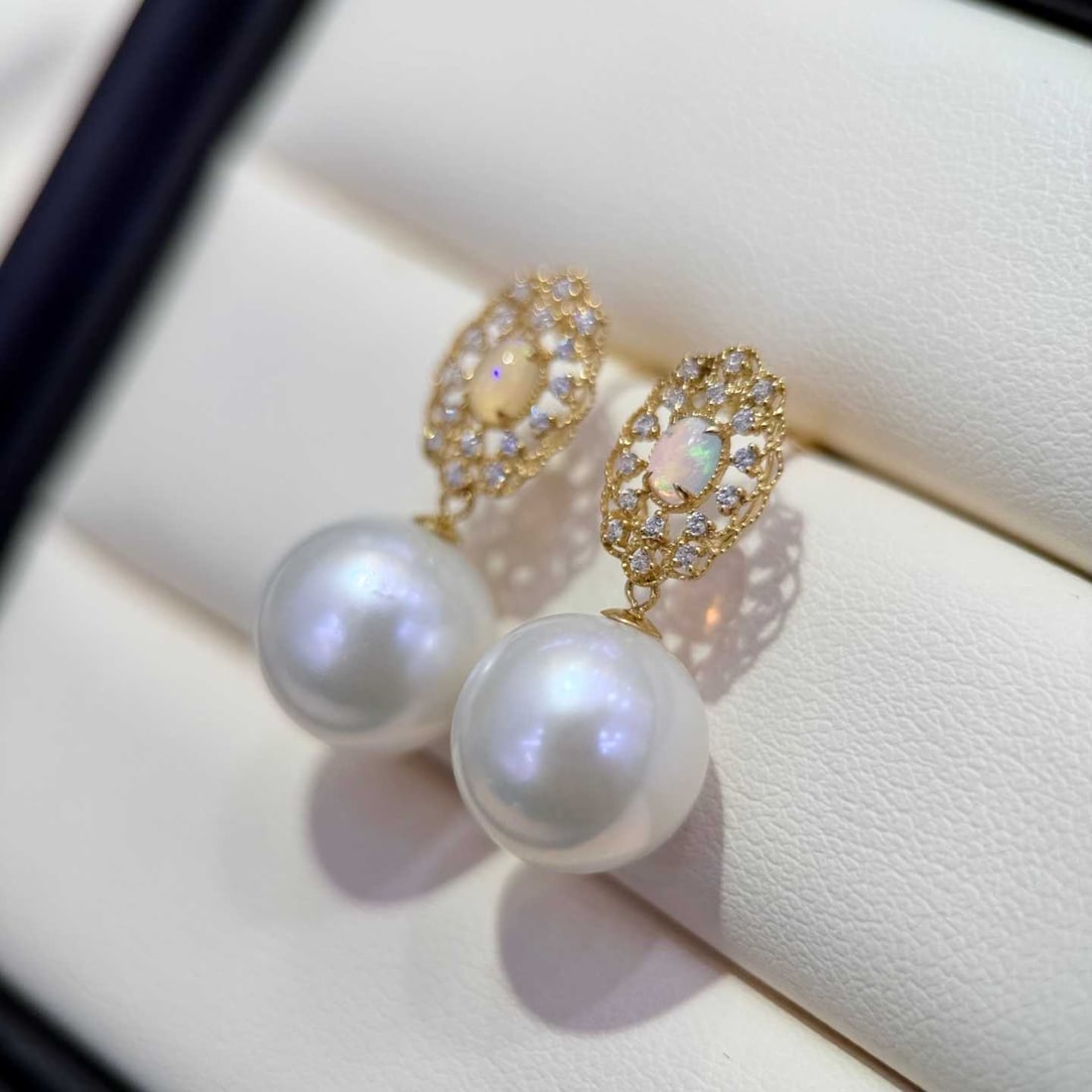 18K Gold Opal Earrings - 2