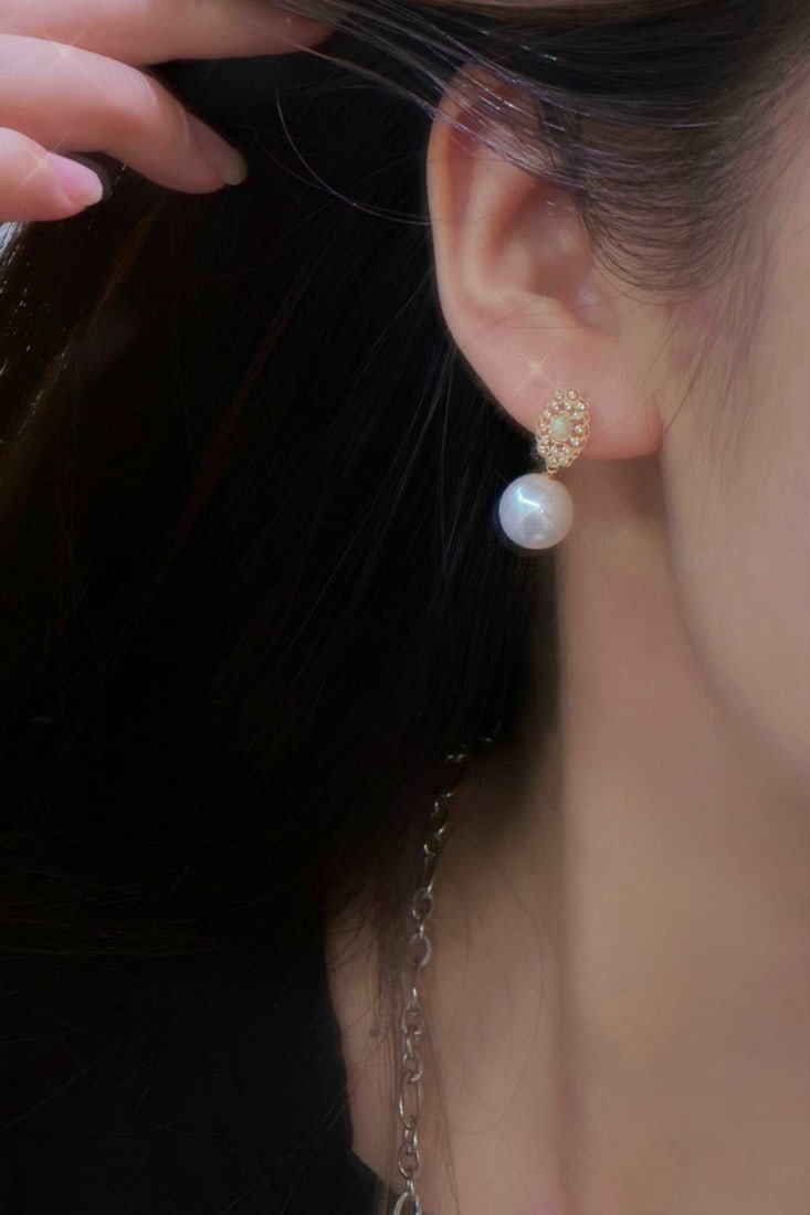 18K Gold Opal Earrings - 4