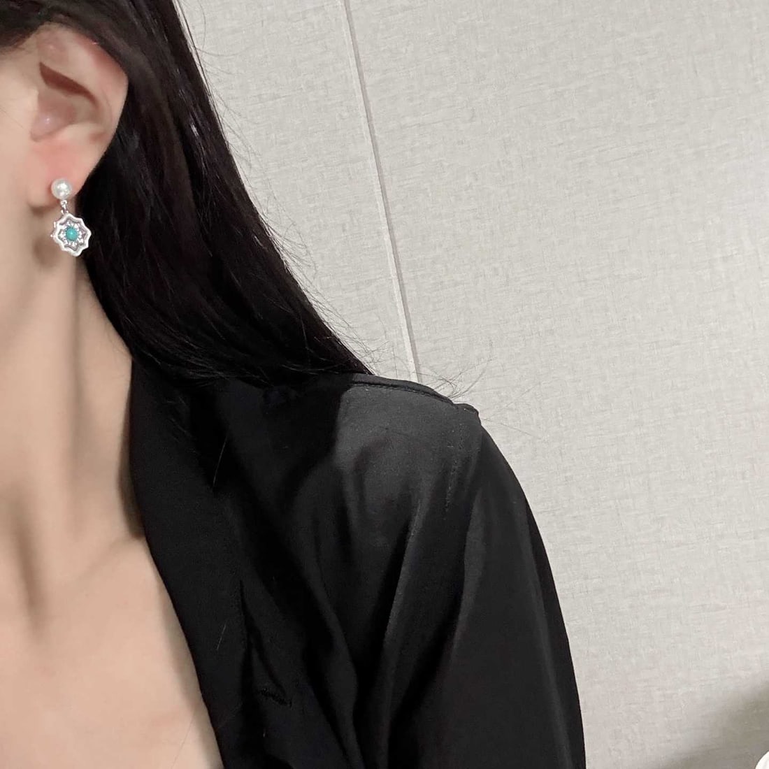 Natural seashell and turquoise earrings - 6