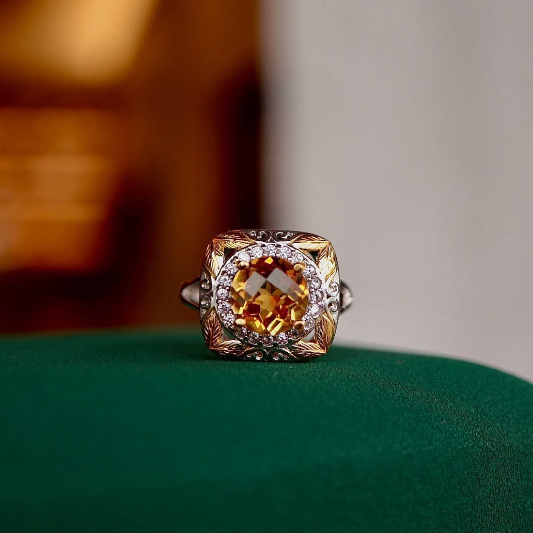 Sterling Silver Natural Citrine Ring - 5