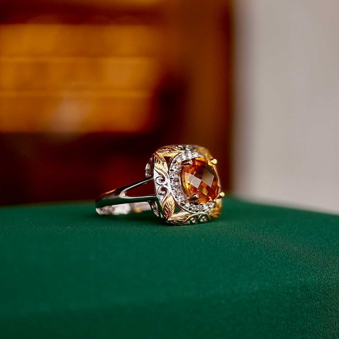 Sterling Silver Natural Citrine Ring - 6