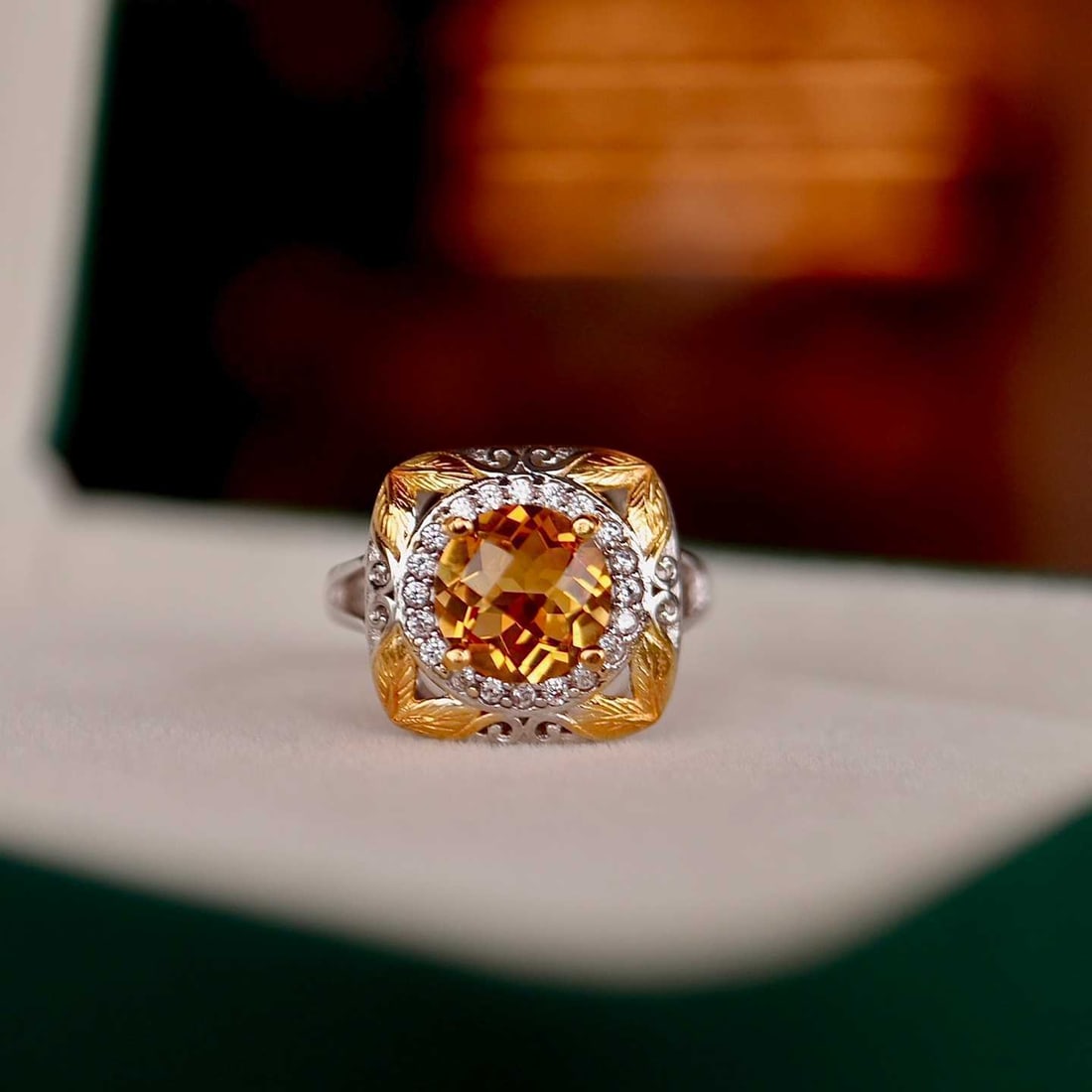 Sterling Silver Natural Citrine Ring - 7