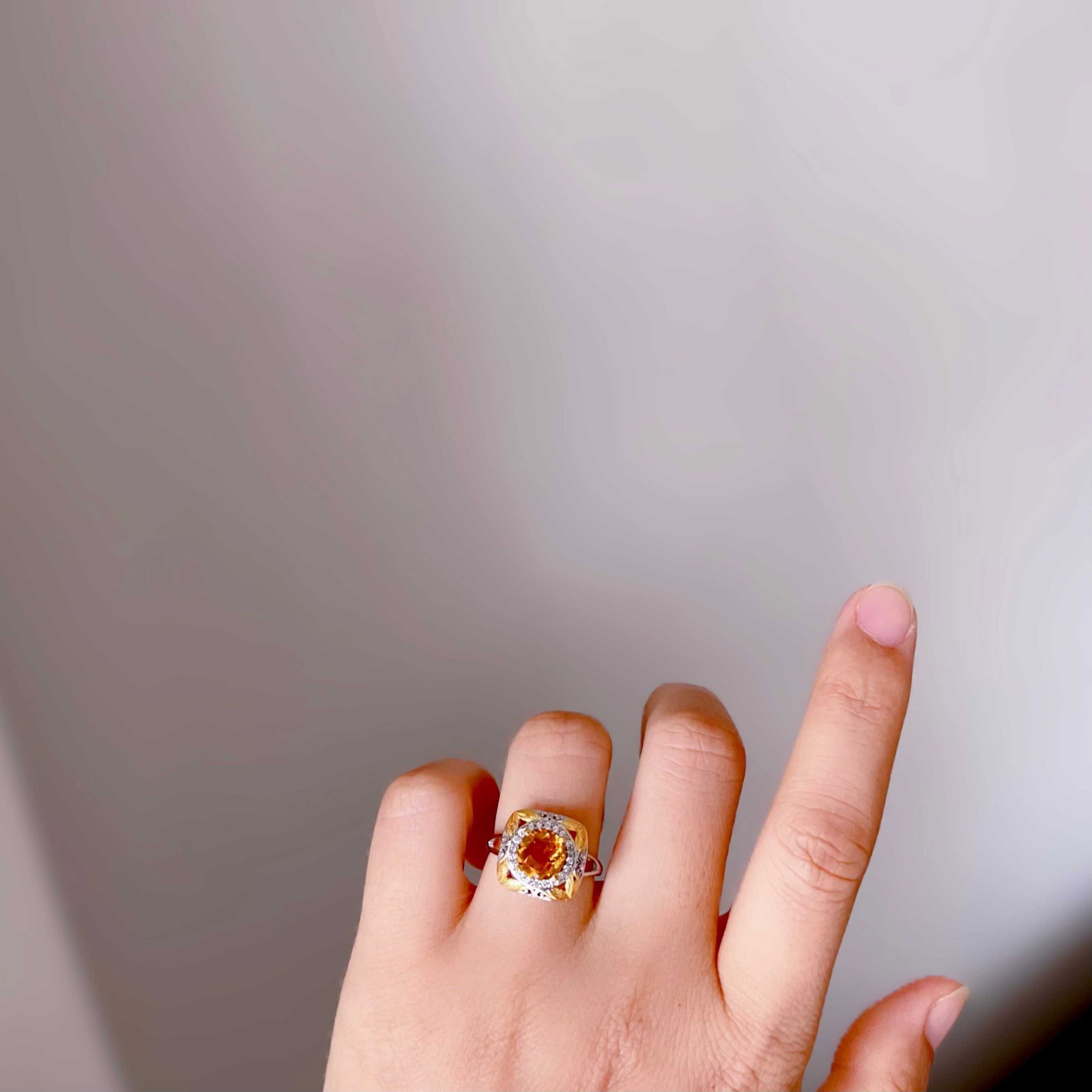 Sterling Silver Natural Citrine Ring - 9