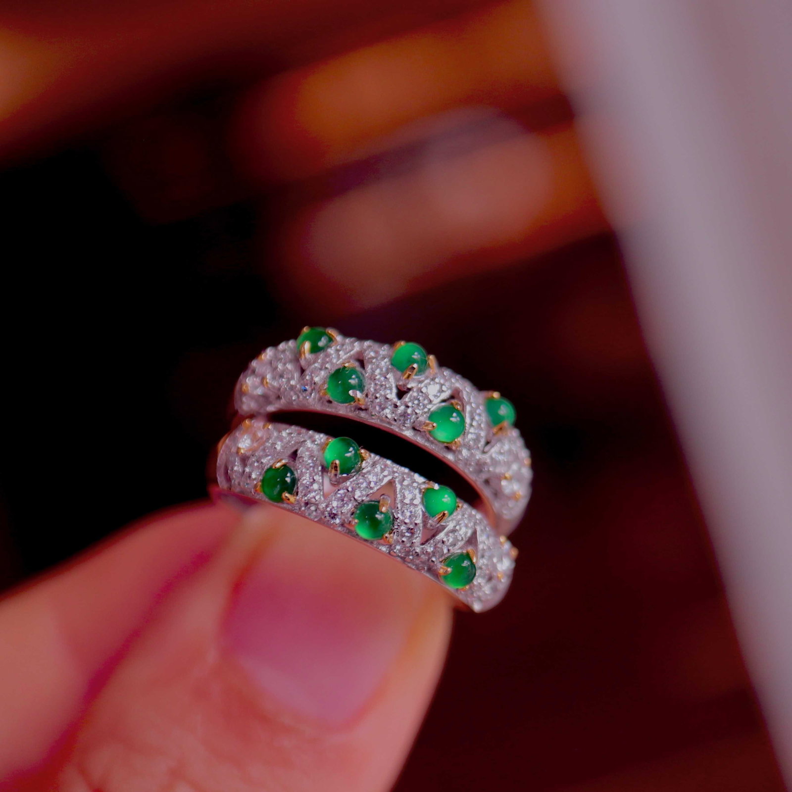 S925 Silver Natural Jadeite Ring - 6